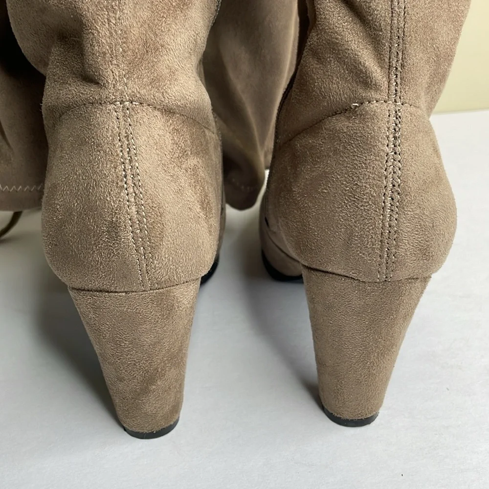 CATHERINE MALANDRINO Over-The-Knee Boots Light Brown “GORGEOUS” Faux Suede 7.5